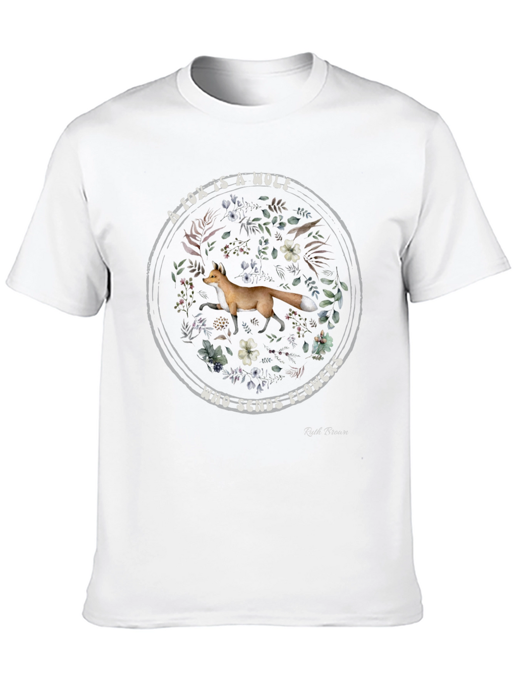 Fox Sends Flowers Black Graphic T-Shirt