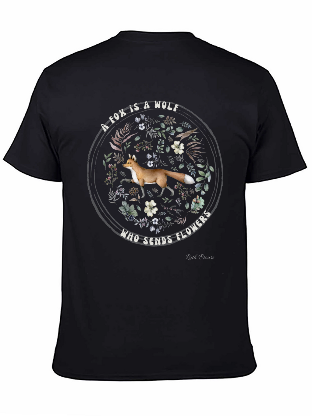 Fox Sends Flowers Black Graphic T-Shirt
