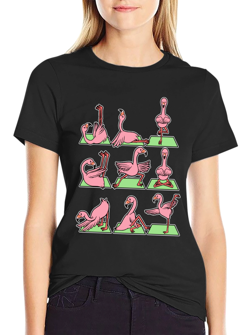 Yoga Flamingo T-Shirt - Black Graphic Tee