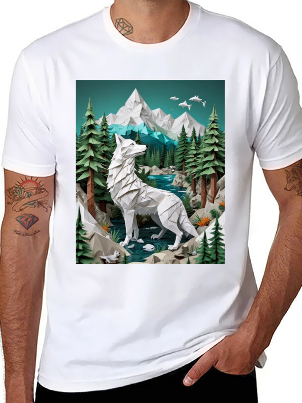 Geometric Wolf Graphic Tee - Wilderness Design