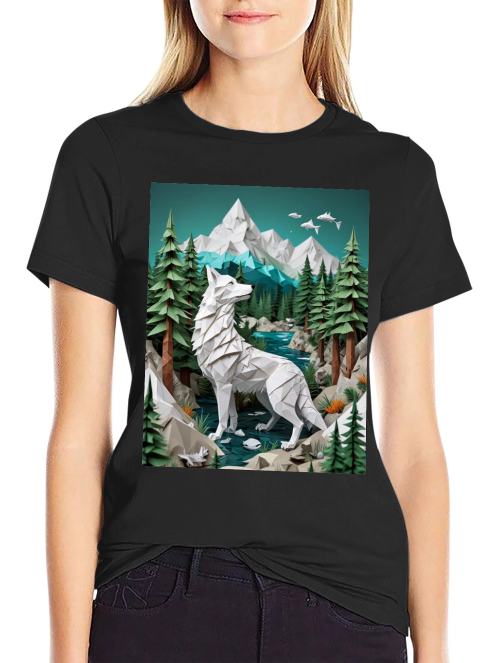 Geometric Wolf Graphic Tee - Wilderness Design