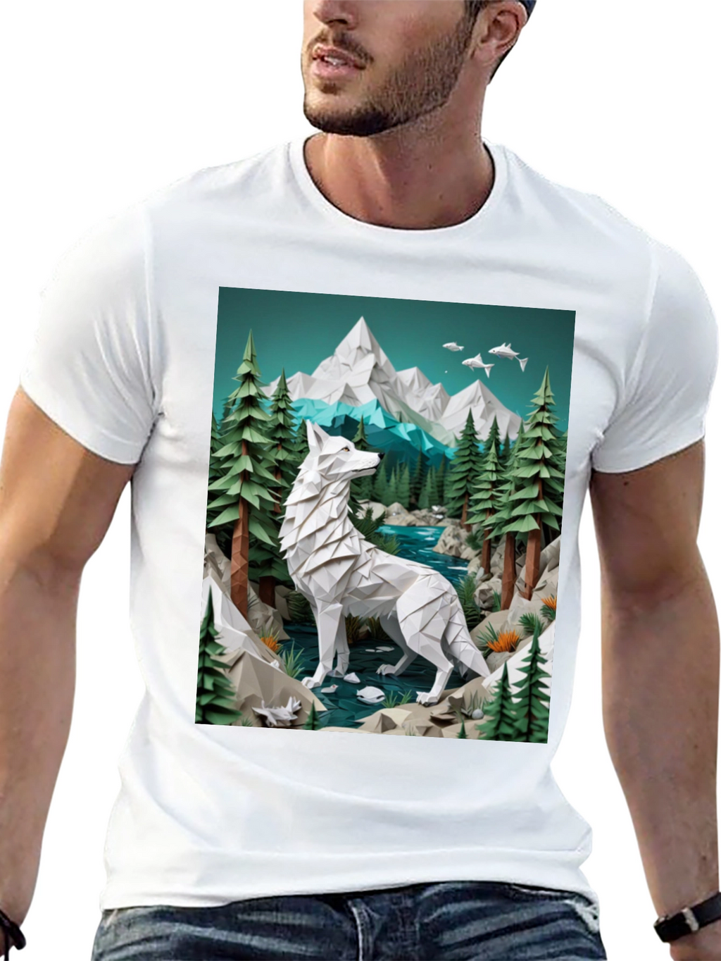 Geometric Wolf Graphic Tee - Wilderness Design