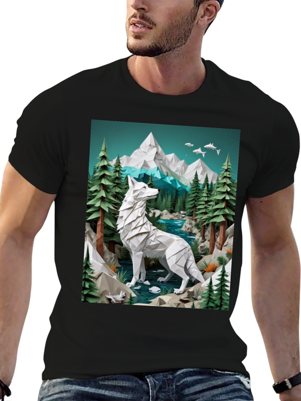 Geometric Wolf Graphic Tee - Wilderness Design