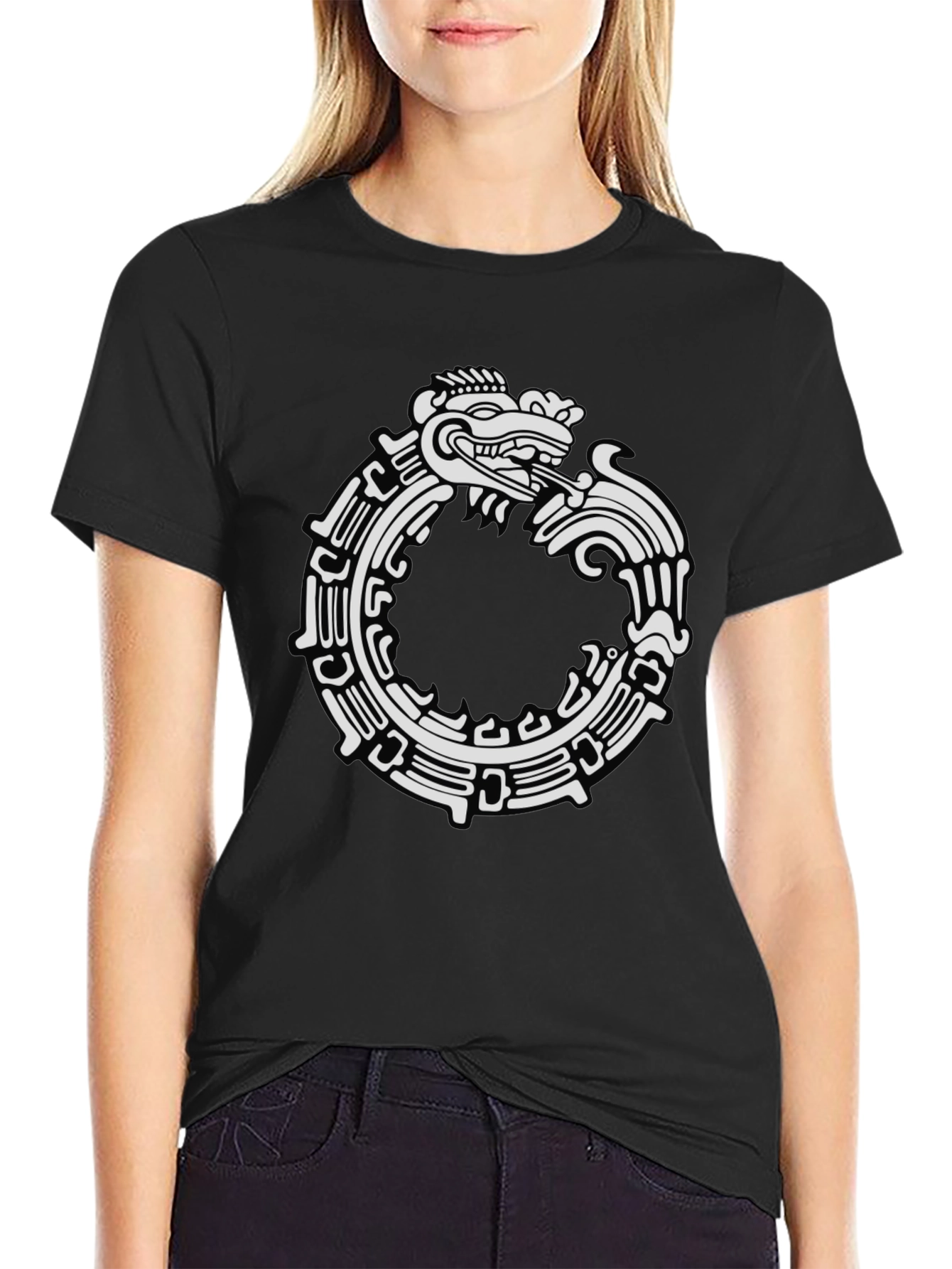 Ouroboros Serpent Graphic T-Shirt - Black