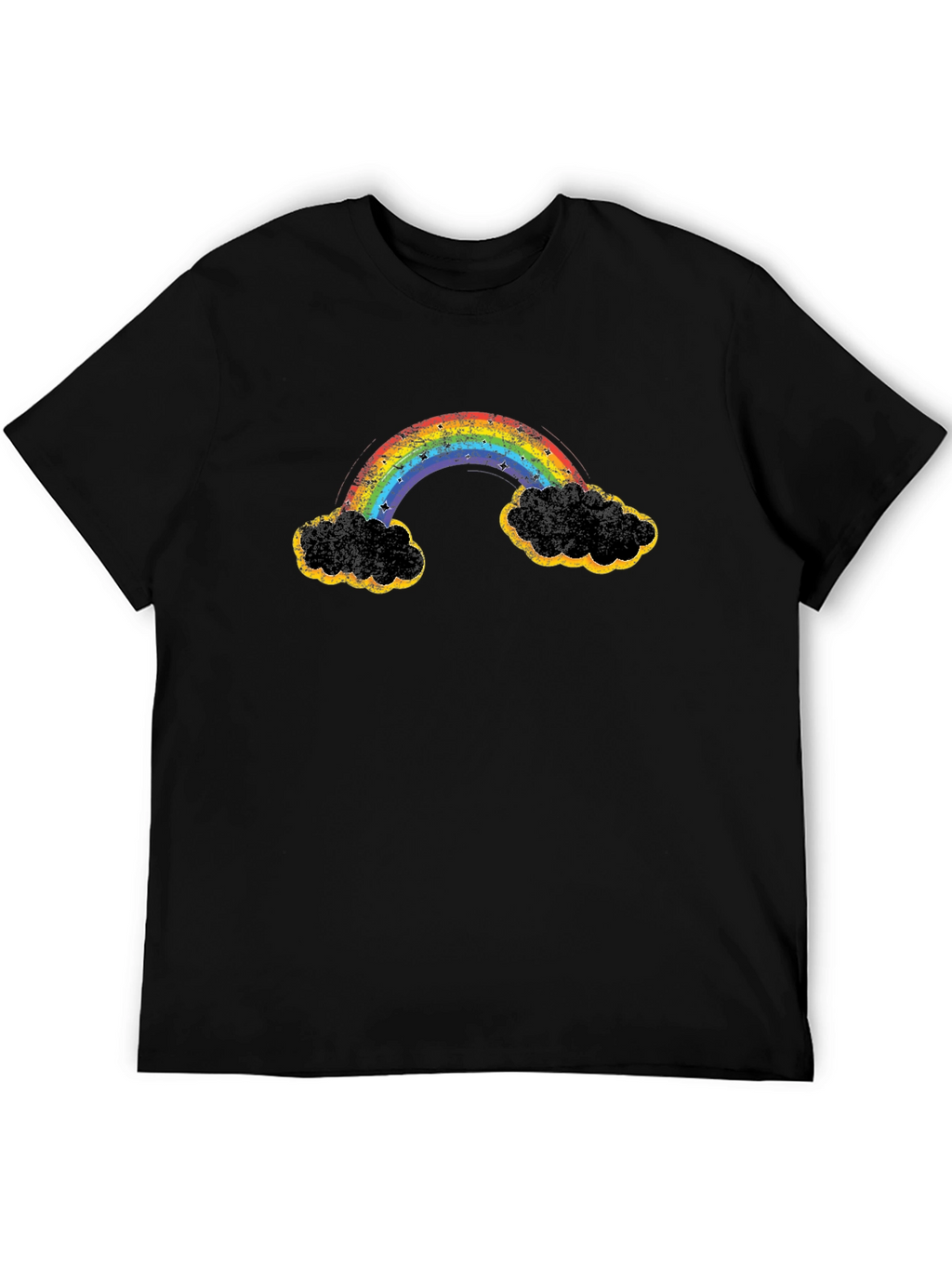 Rainbow Clouds Graphic T-Shirt - Black Cotton Blend