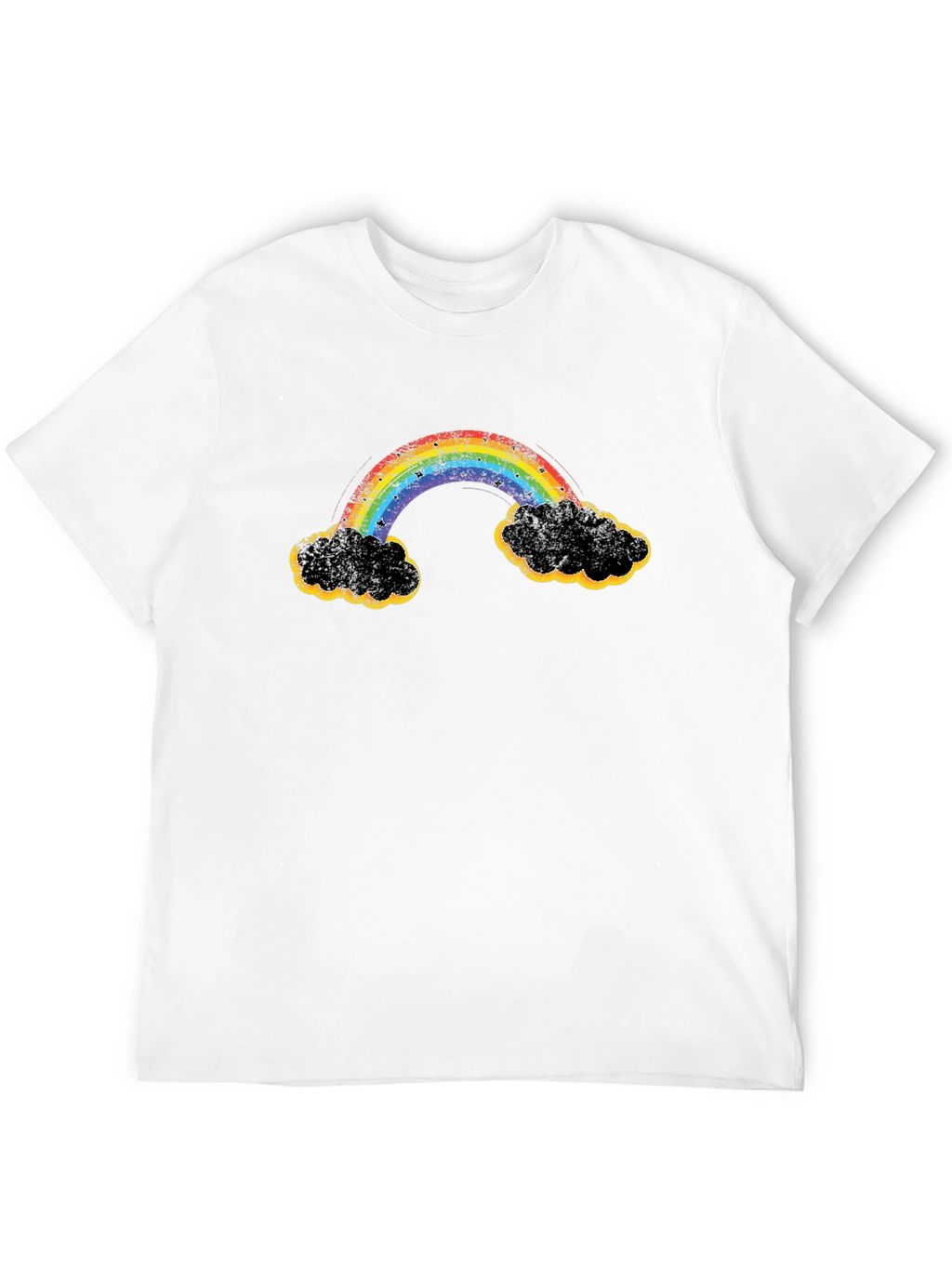 Rainbow Clouds Graphic T-Shirt - Black Cotton Blend