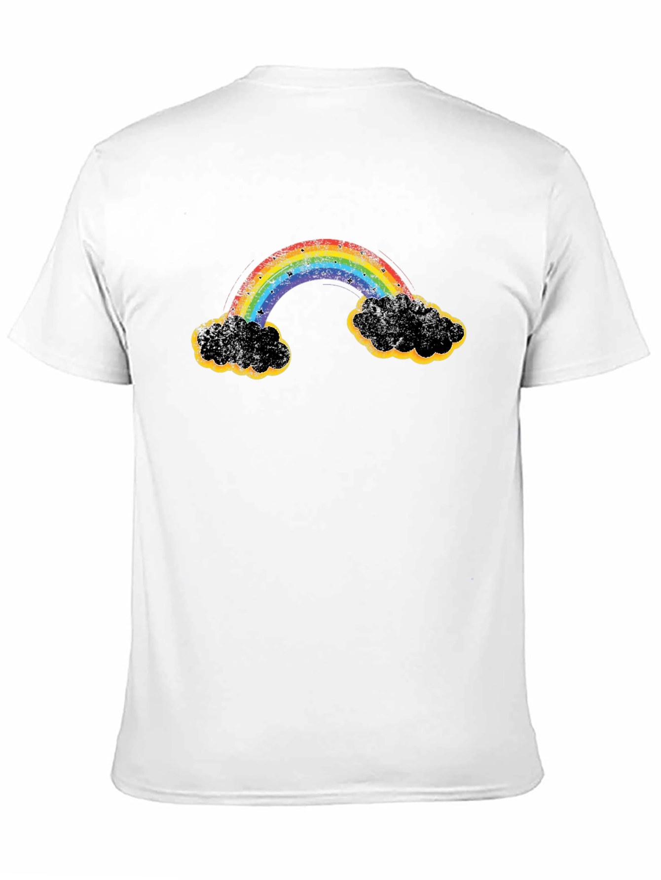 Rainbow Clouds Graphic T-Shirt - Black Cotton Blend
