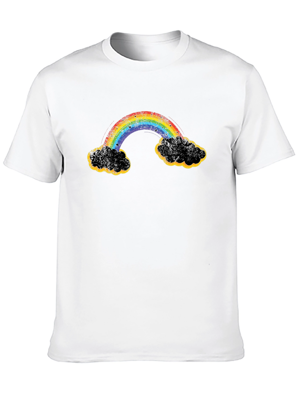 Rainbow Clouds Graphic T-Shirt - Black Cotton Blend
