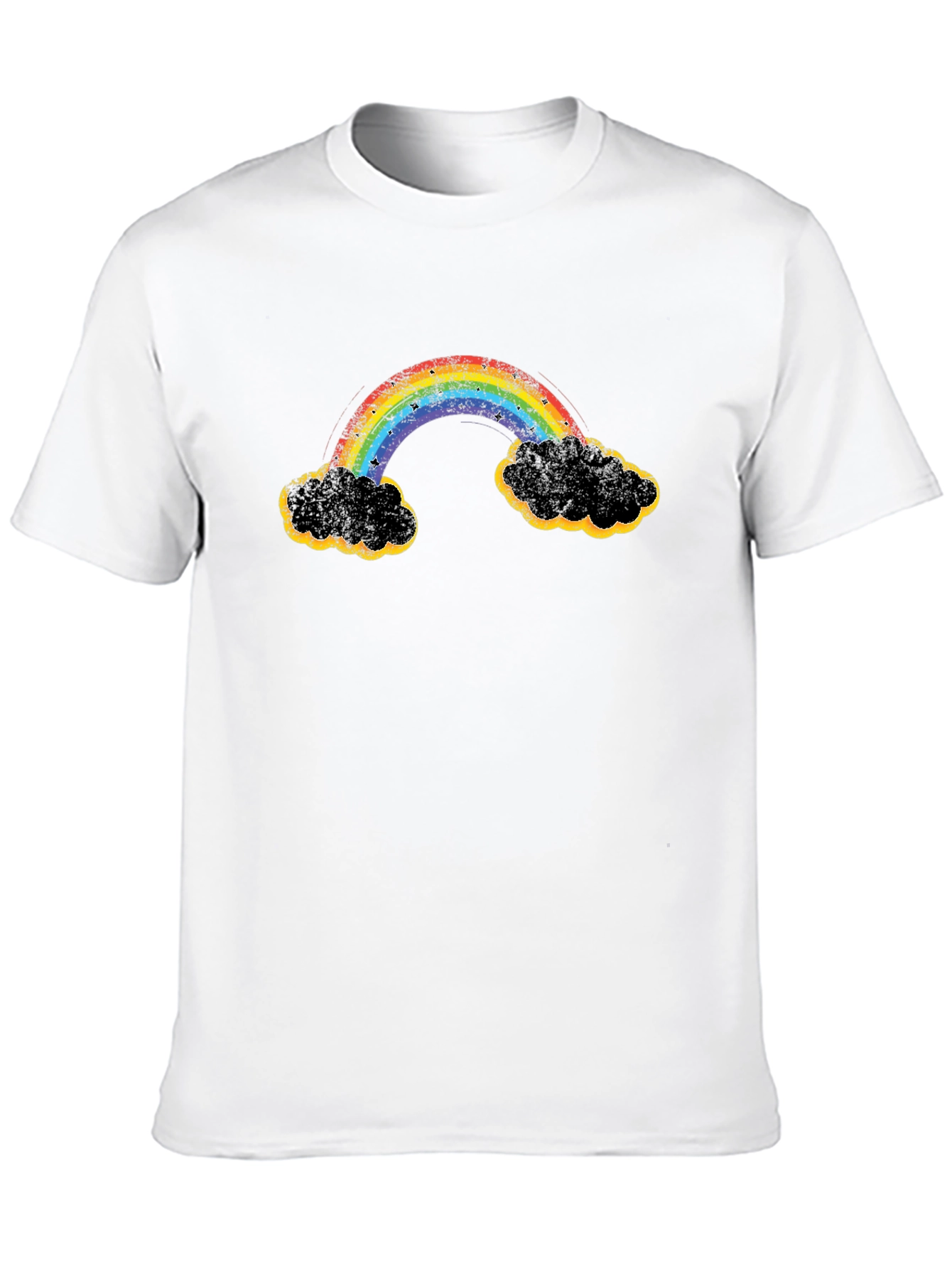 Rainbow Clouds Graphic T-Shirt - Black Cotton Blend