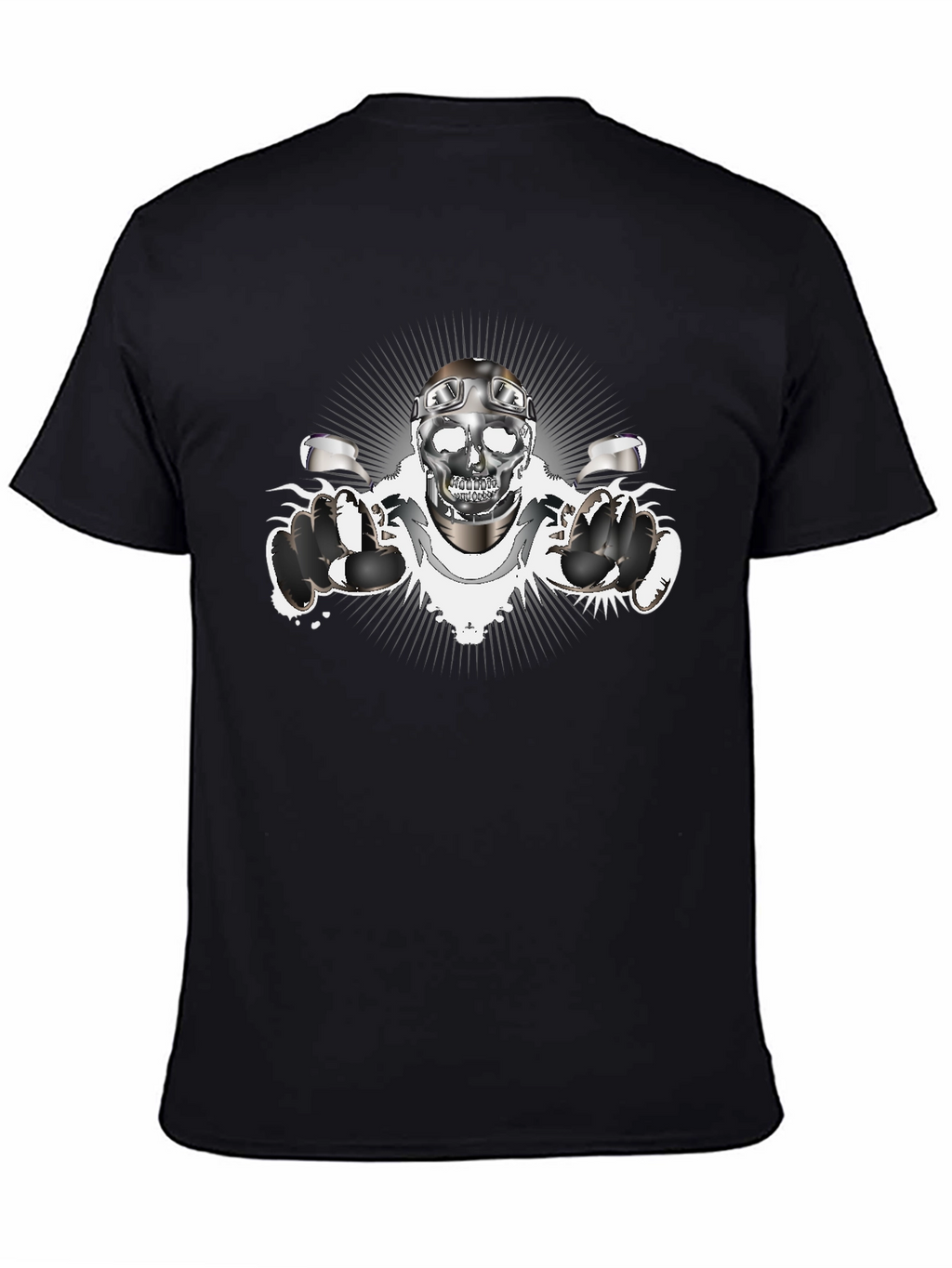 Skull Biker T-Shirt - Chrome Design