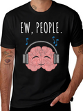 Ew People. Brain with Headphones Graphic T-Shirt