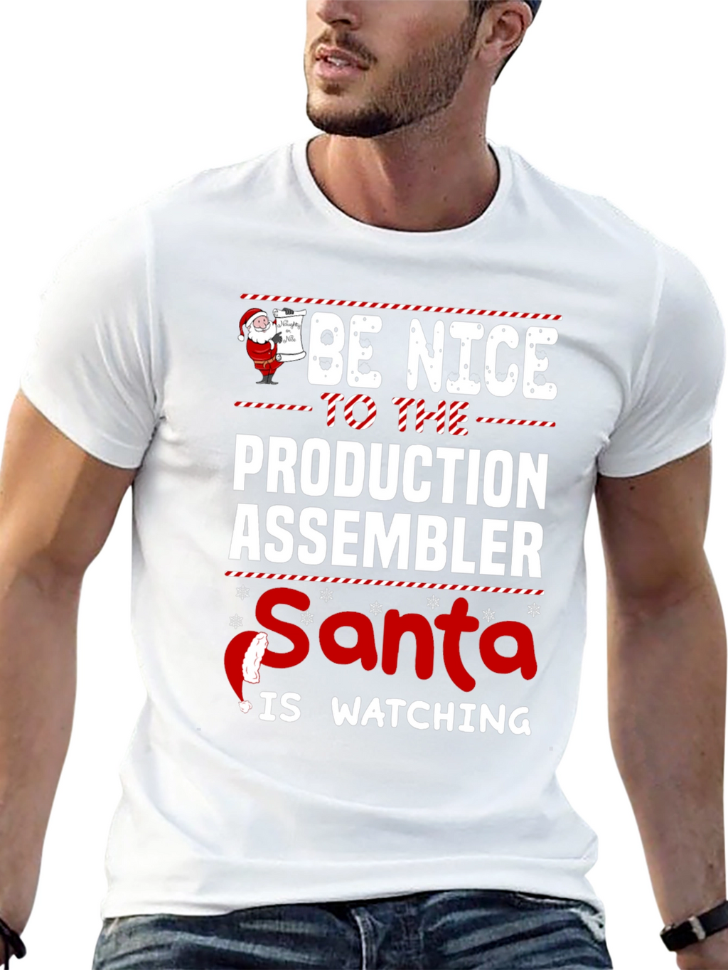Funny Santa Production Assembler Christmas T-Shirt