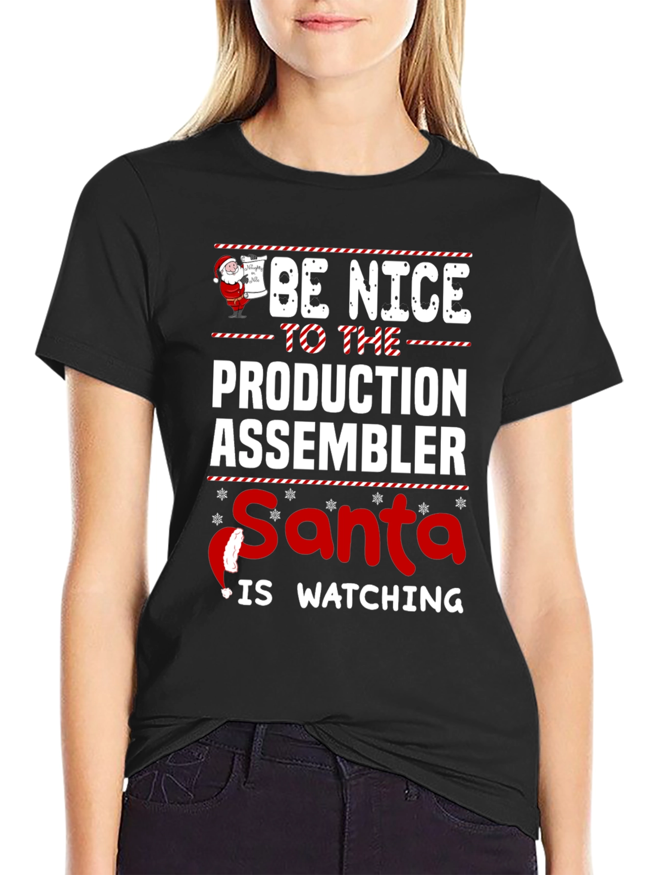 Funny Santa Production Assembler Christmas T-Shirt