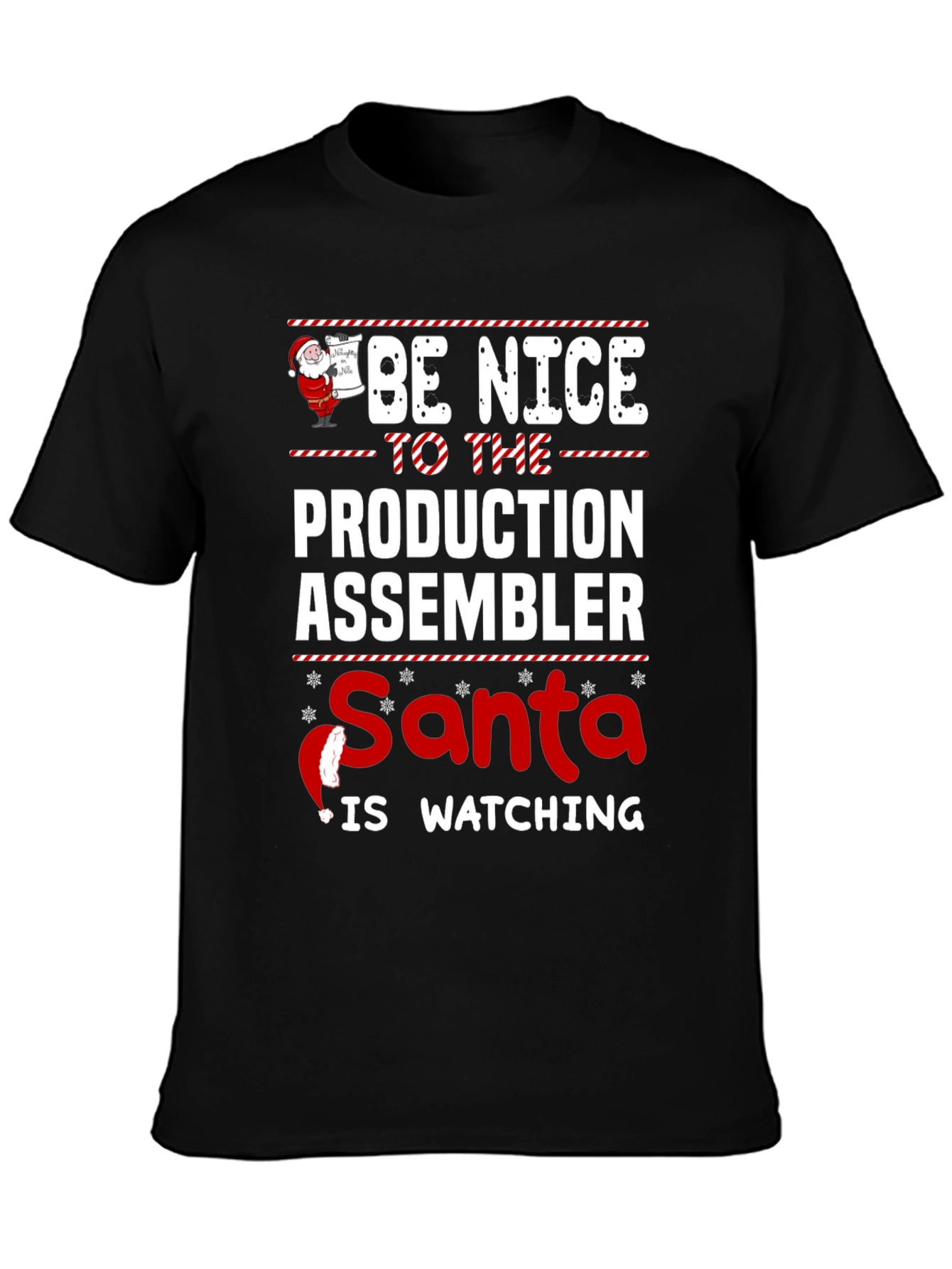 Funny Santa Production Assembler Christmas T-Shirt