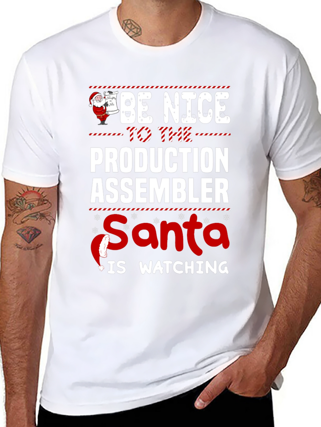 Funny Santa Production Assembler Christmas T-Shirt