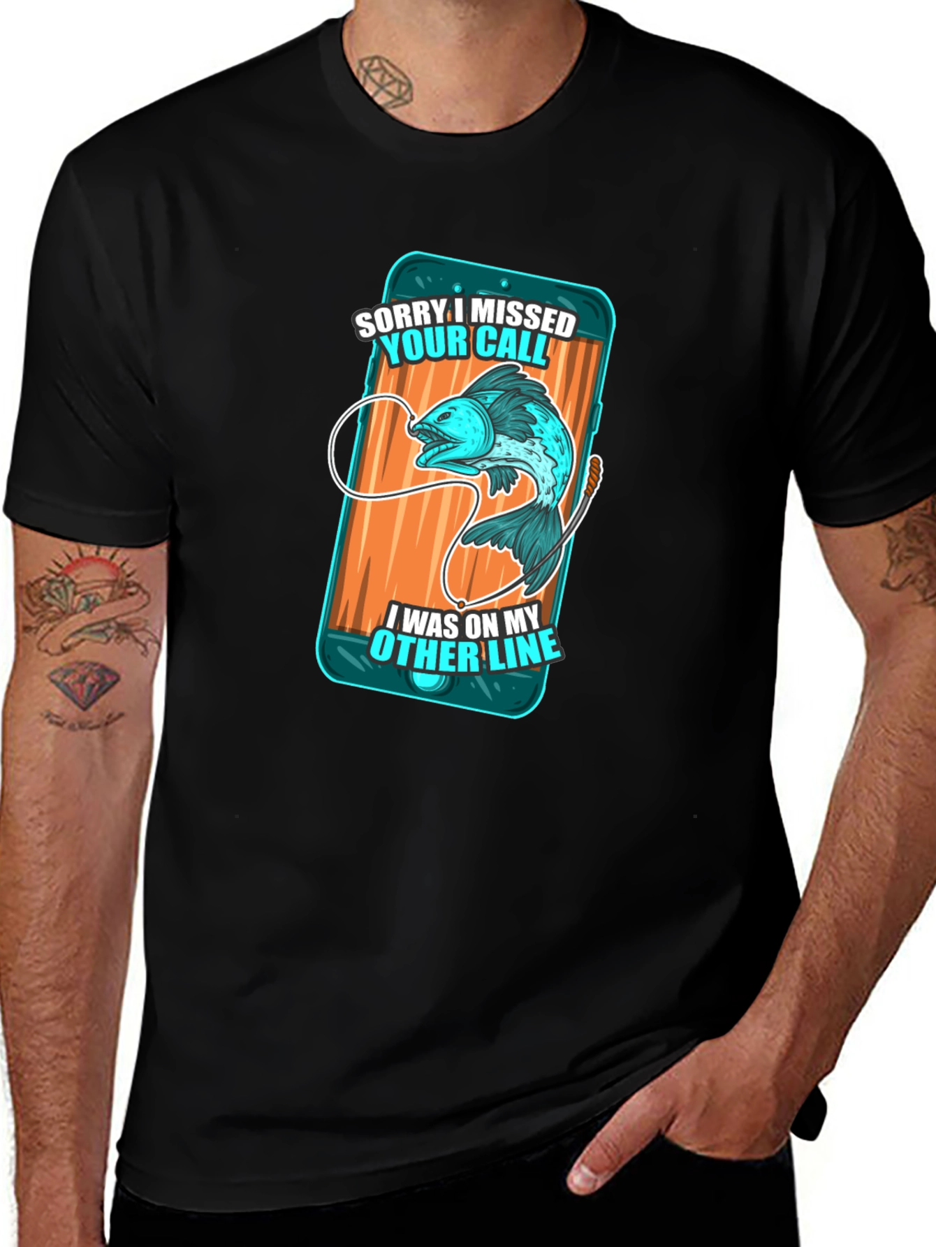 Fishing Humor T-Shirt - Sorry I Missed Your Call
