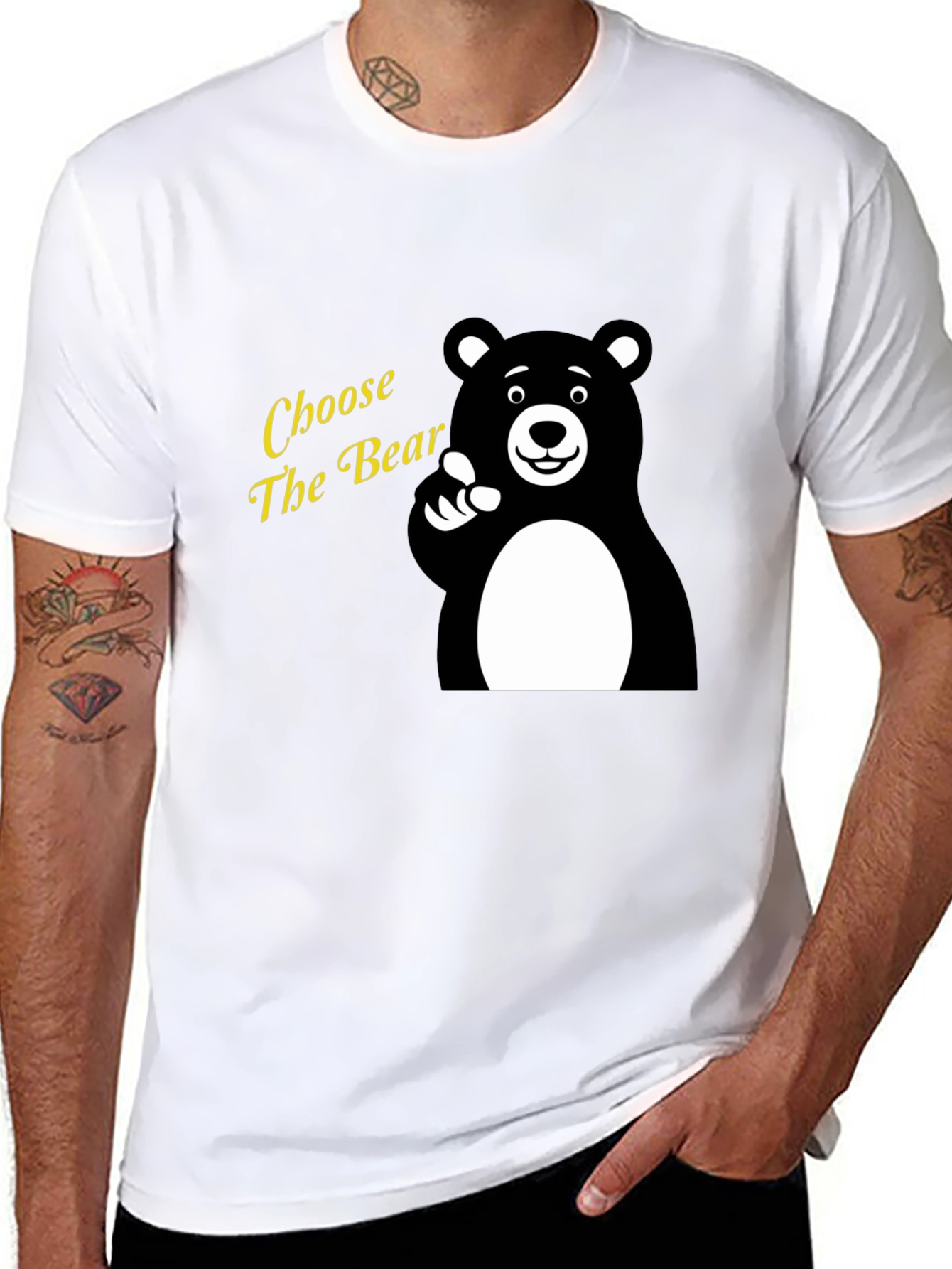 Choose The Bear Graphic Tee - Black Cotton T-Shirt
