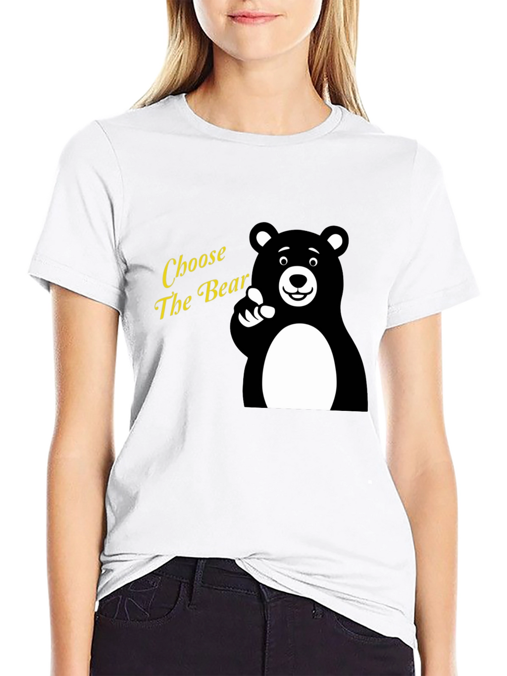Choose The Bear Graphic Tee - Black Cotton T-Shirt