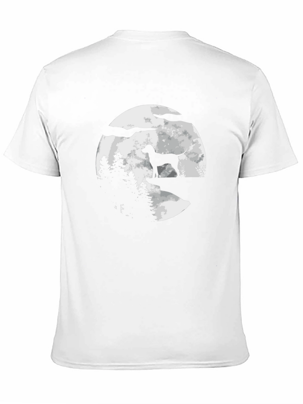 Dog Silhouette Moon Graphic Tee - Black Cotton Blend