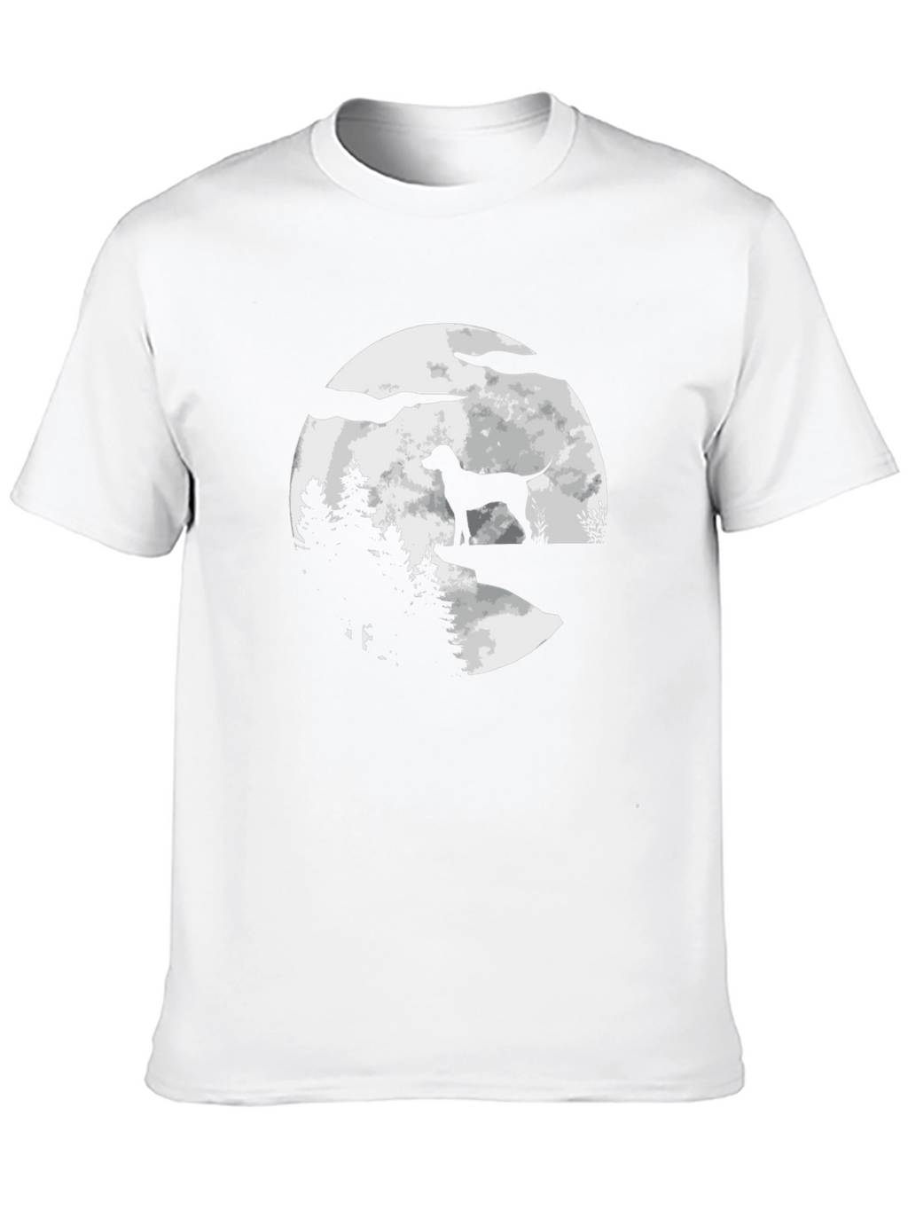 Dog Silhouette Moon Graphic Tee - Black Cotton Blend