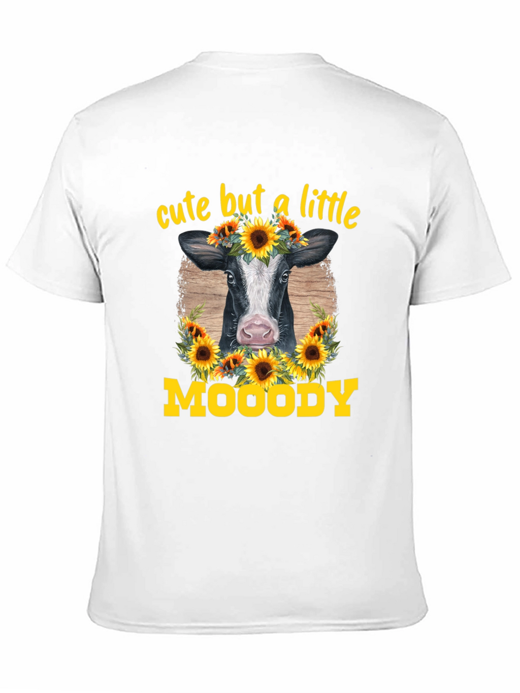 Cute But A Little Moody Cow Sunflower Graphic T-Shirt