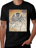 Artistic Graphic Print Black T-Shirt