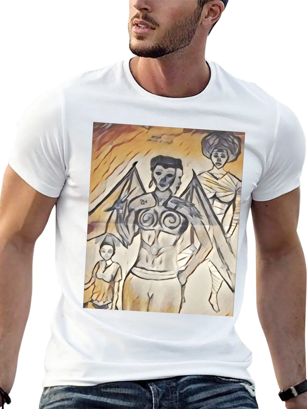 Artistic Graphic Print Black T-Shirt