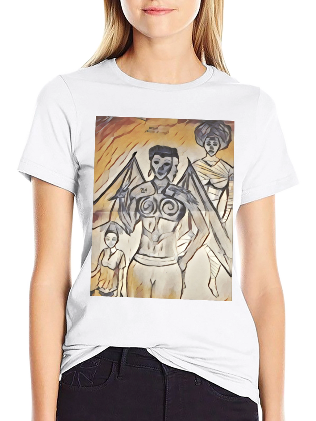 Artistic Graphic Print Black T-Shirt