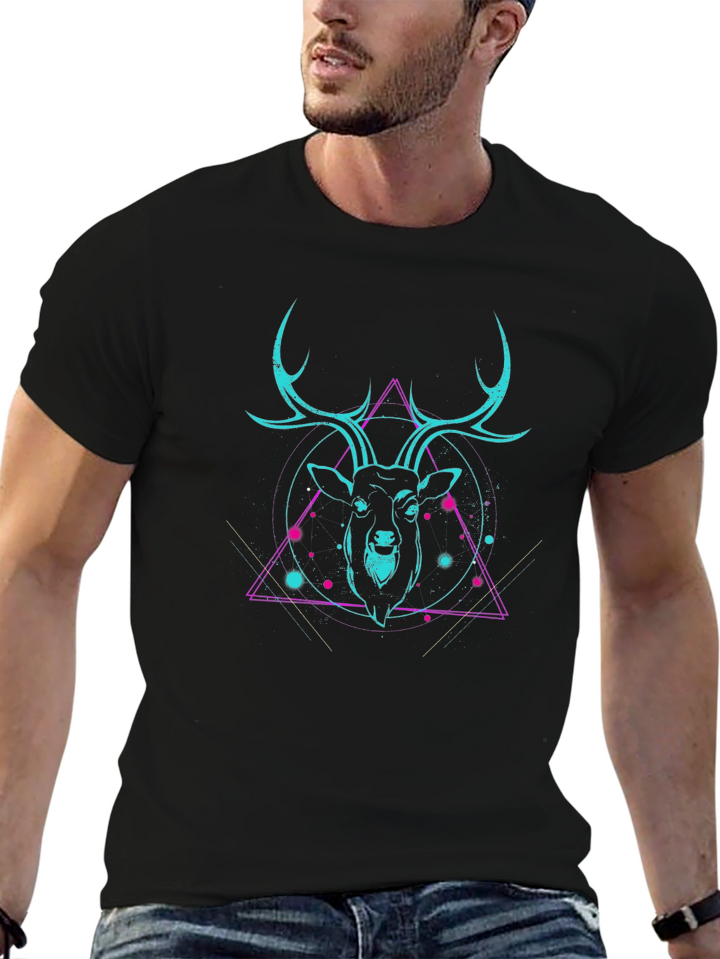 Neon Deer Graphic Tee - Cool Style