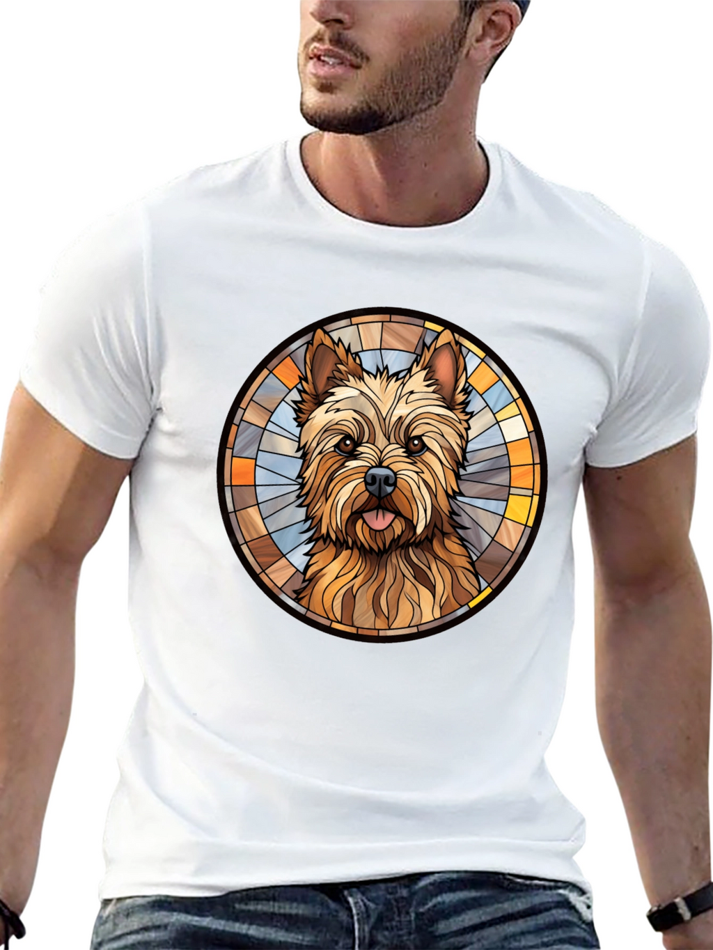 Dog Breed Stained Glass Style Graphic Tee