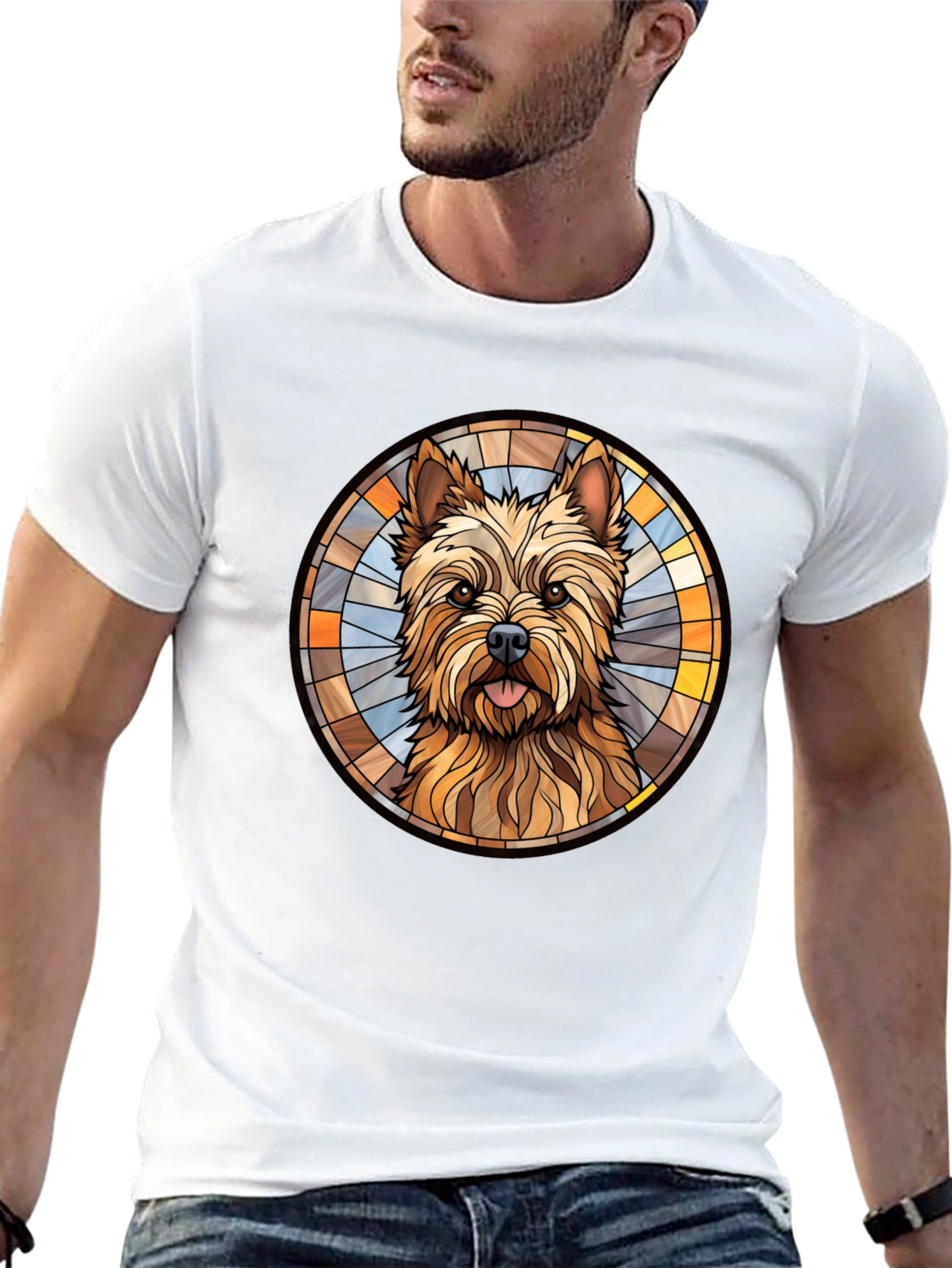 Dog Breed Stained Glass Style Graphic Tee