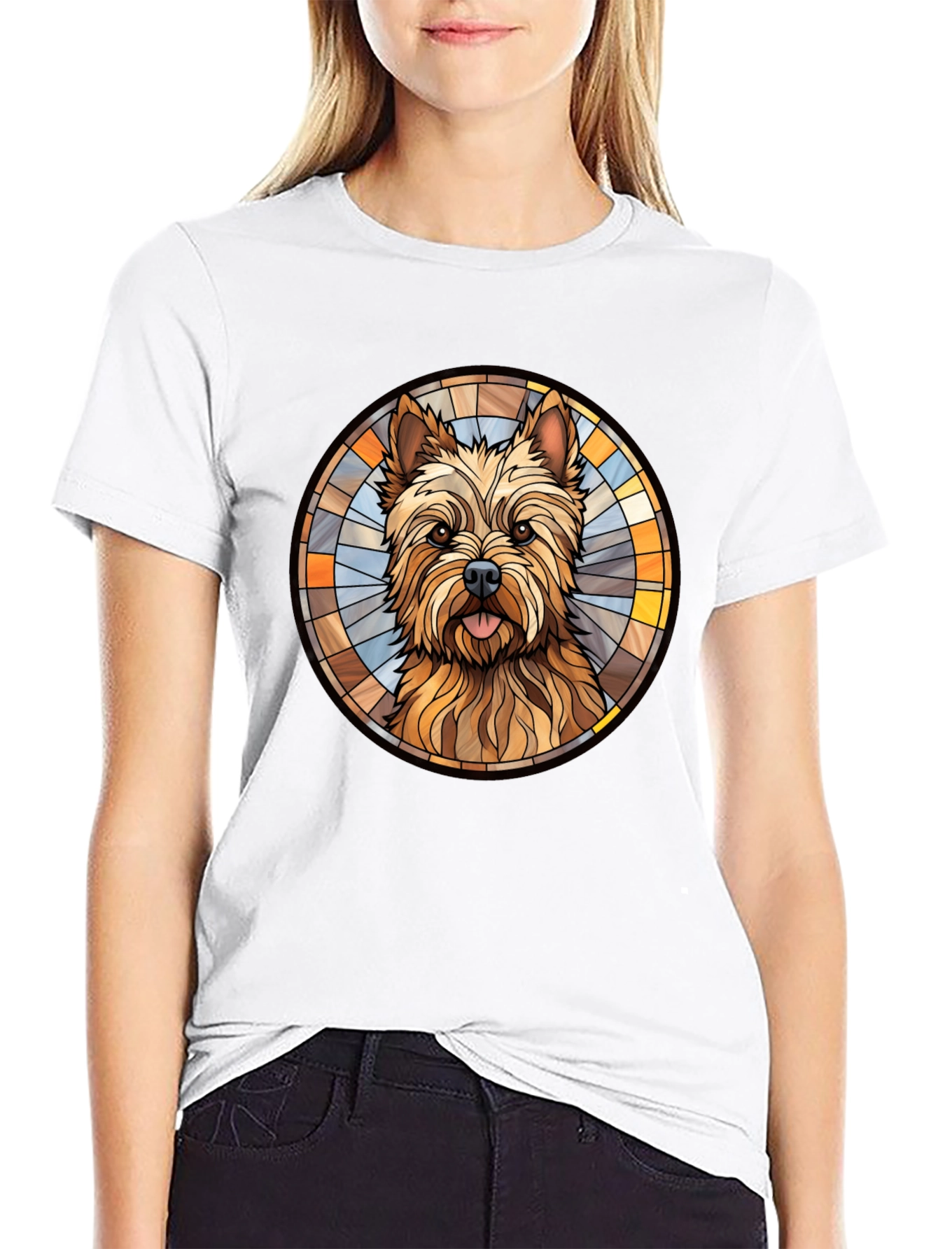 Dog Breed Stained Glass Style Graphic Tee