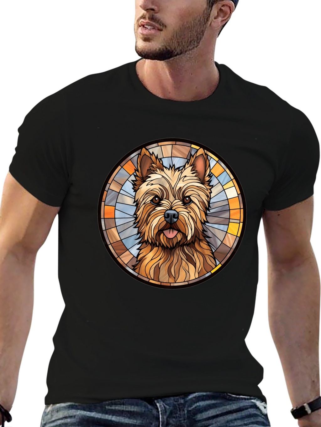 Dog Breed Stained Glass Style Graphic Tee