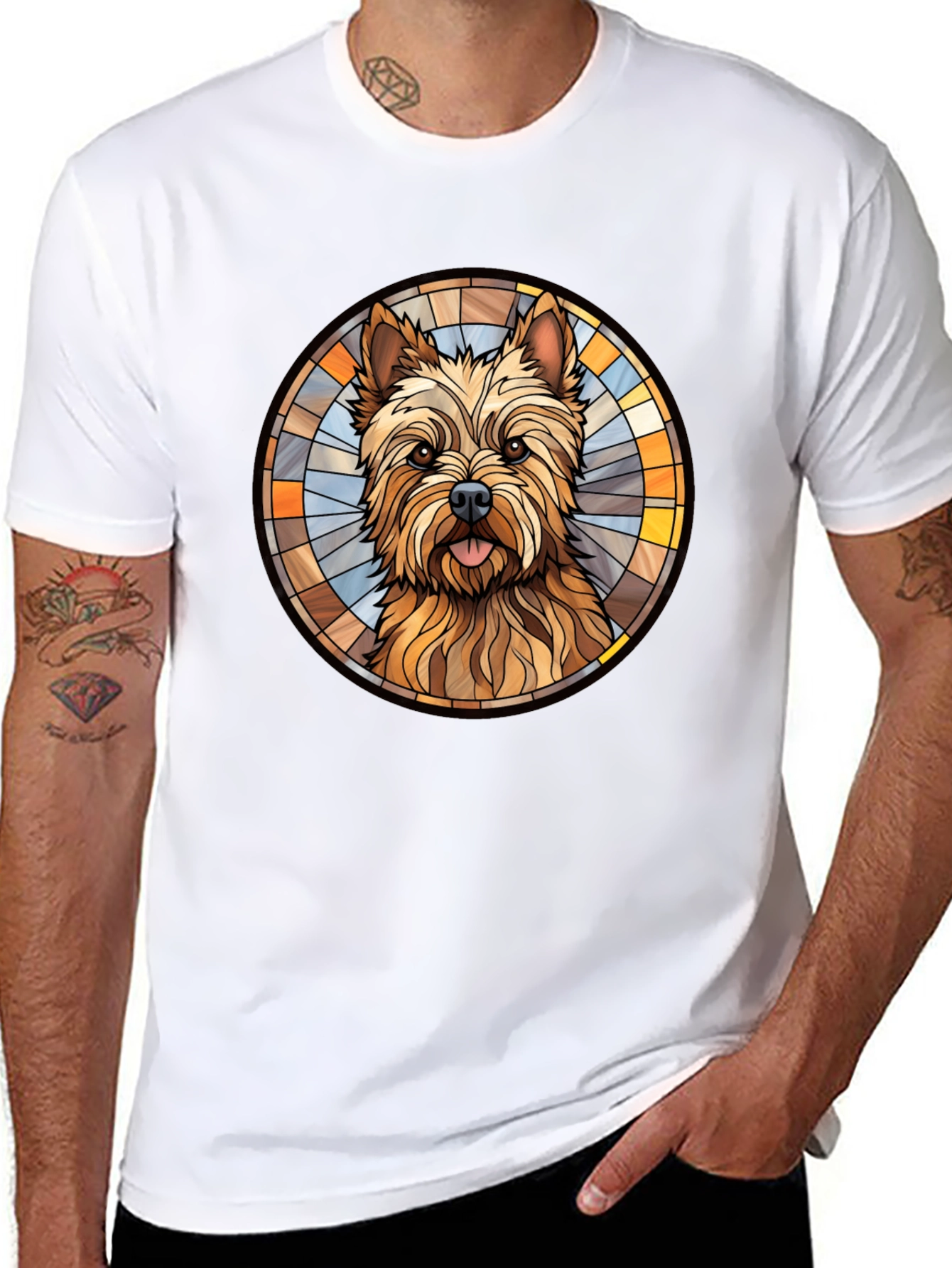 Dog Breed Stained Glass Style Graphic Tee
