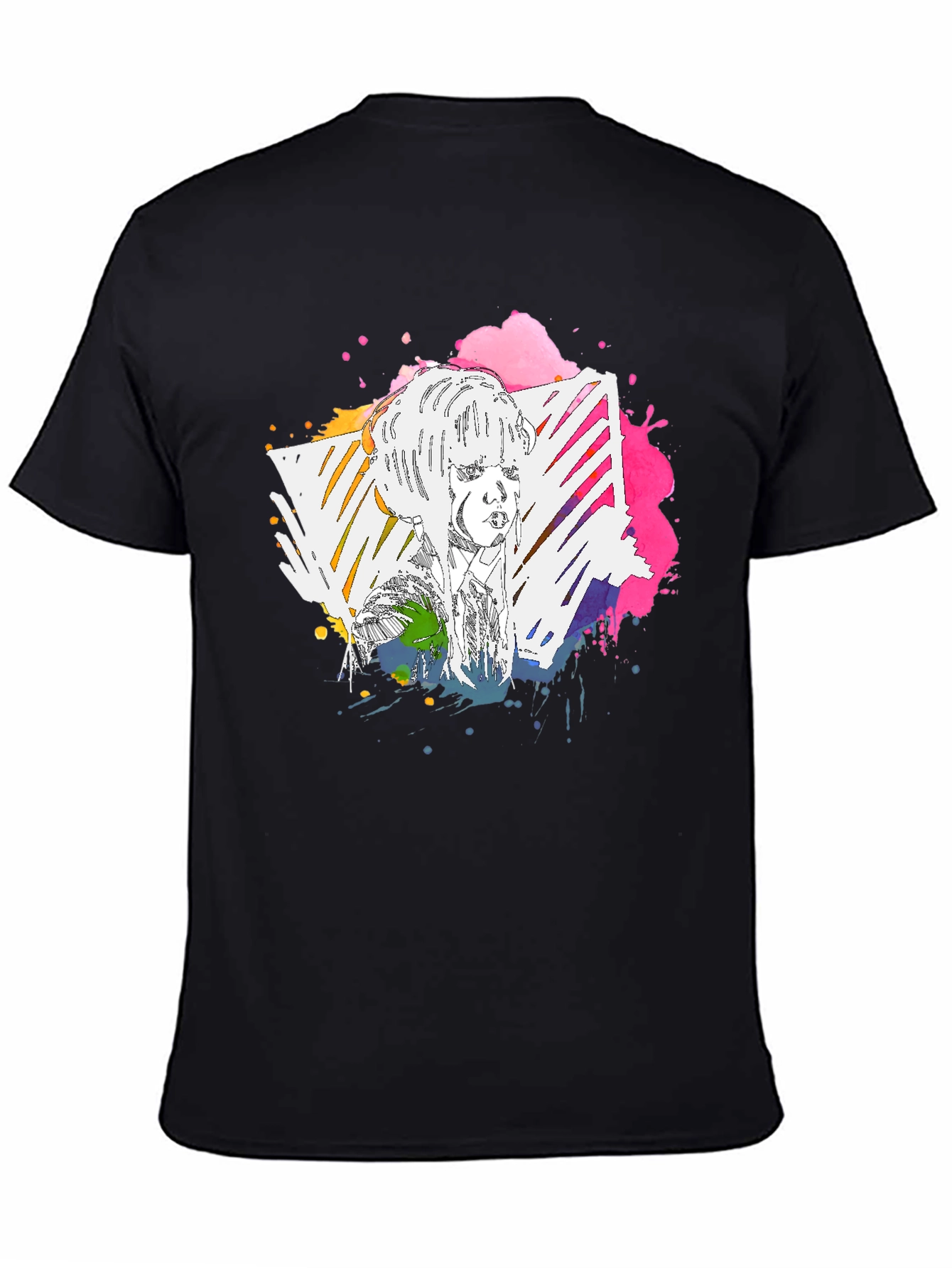 Abstract Portrait Graphic Tee - Mens Black T-Shirt