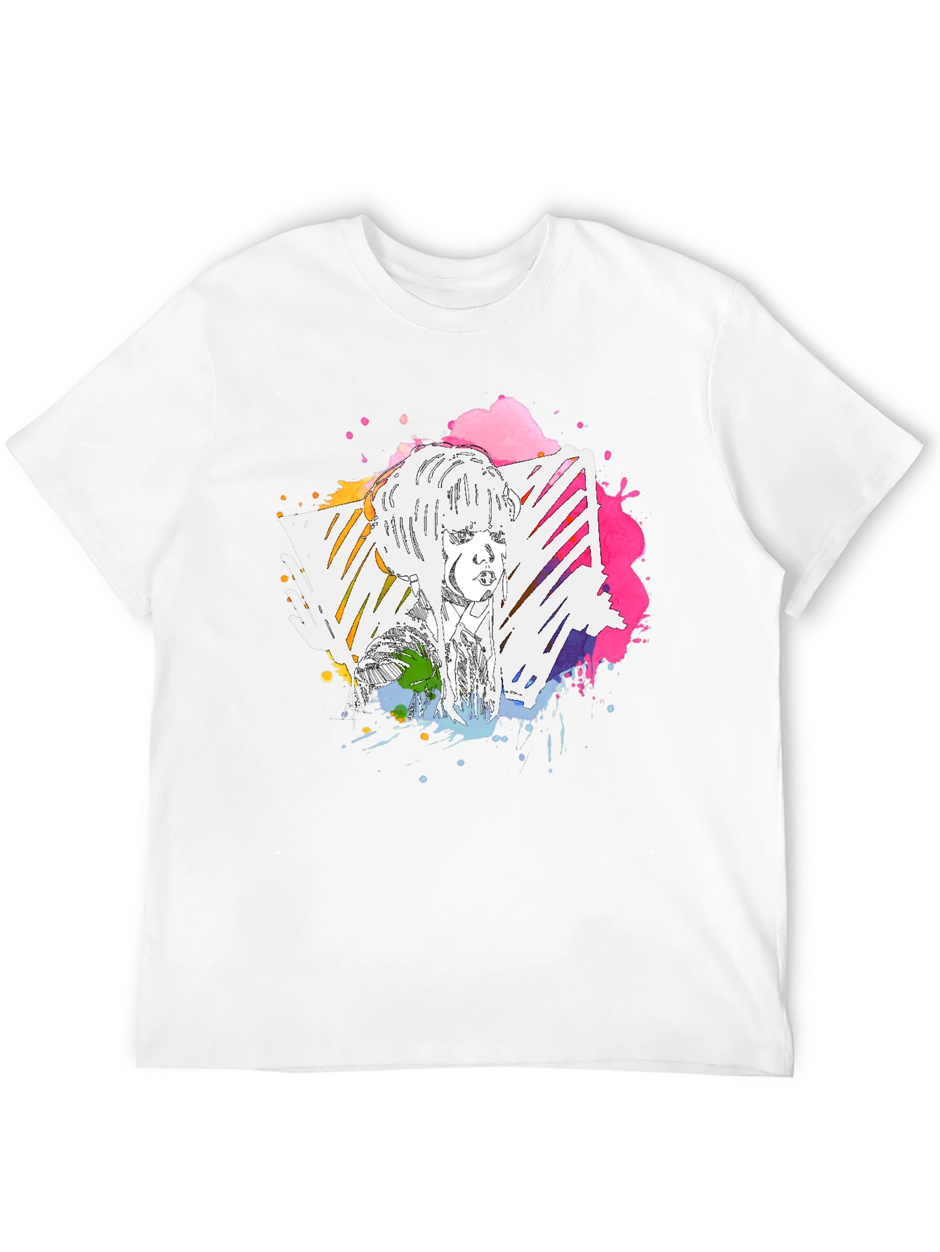 Abstract Portrait Graphic Tee - Mens Black T-Shirt