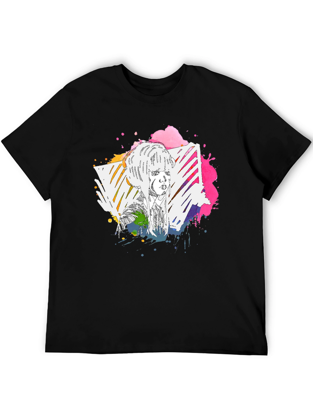 Abstract Portrait Graphic Tee - Mens Black T-Shirt