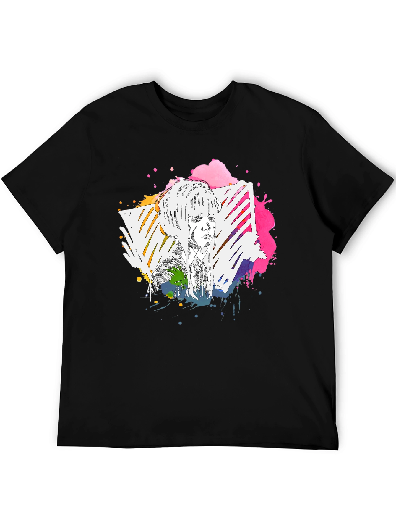 Abstract Portrait Graphic Tee - Mens Black T-Shirt