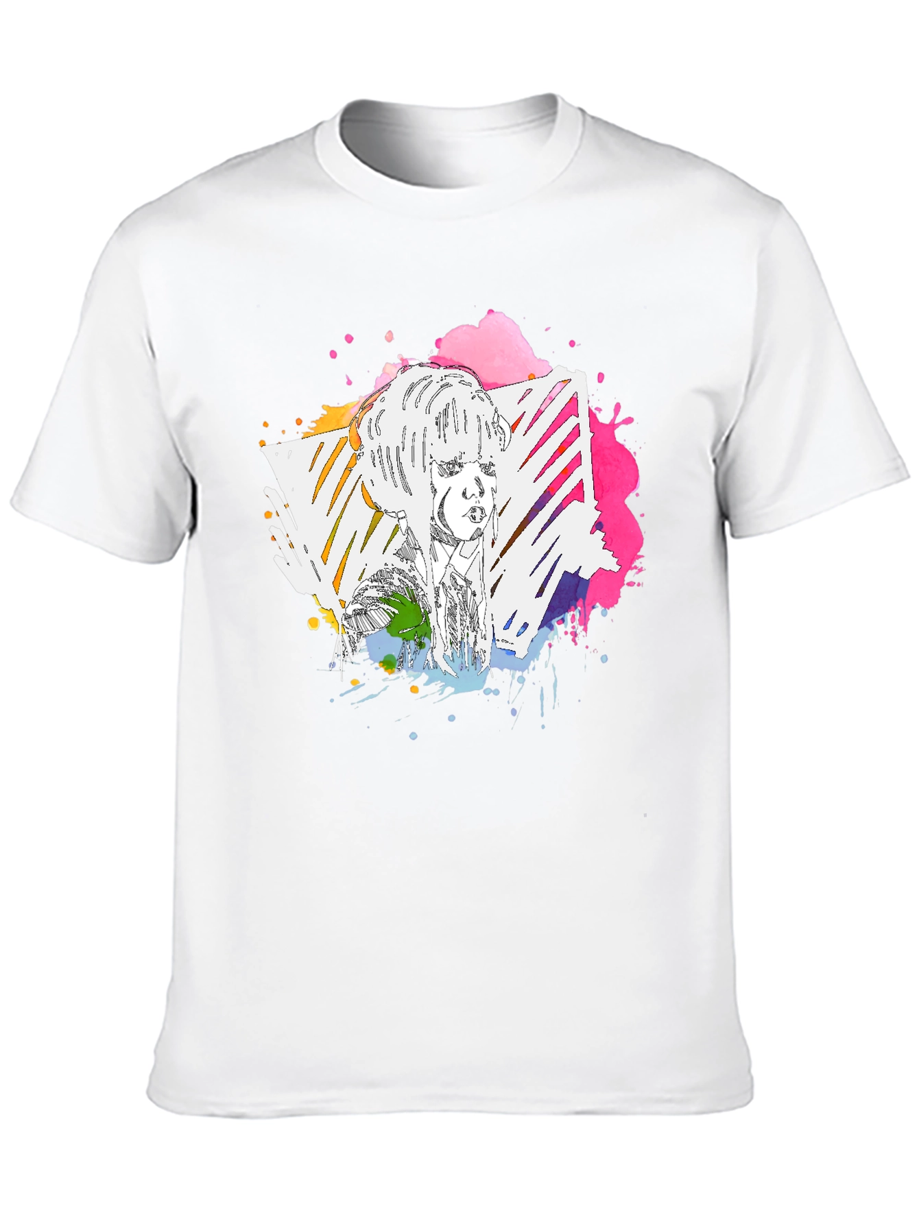 Abstract Portrait Graphic Tee - Mens Black T-Shirt