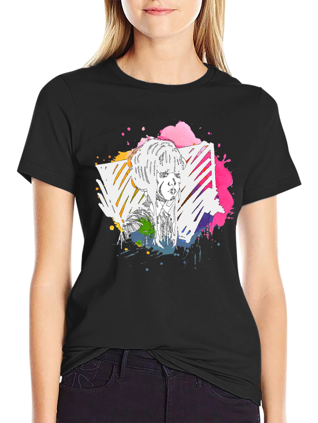 Abstract Portrait Graphic Tee - Mens Black T-Shirt