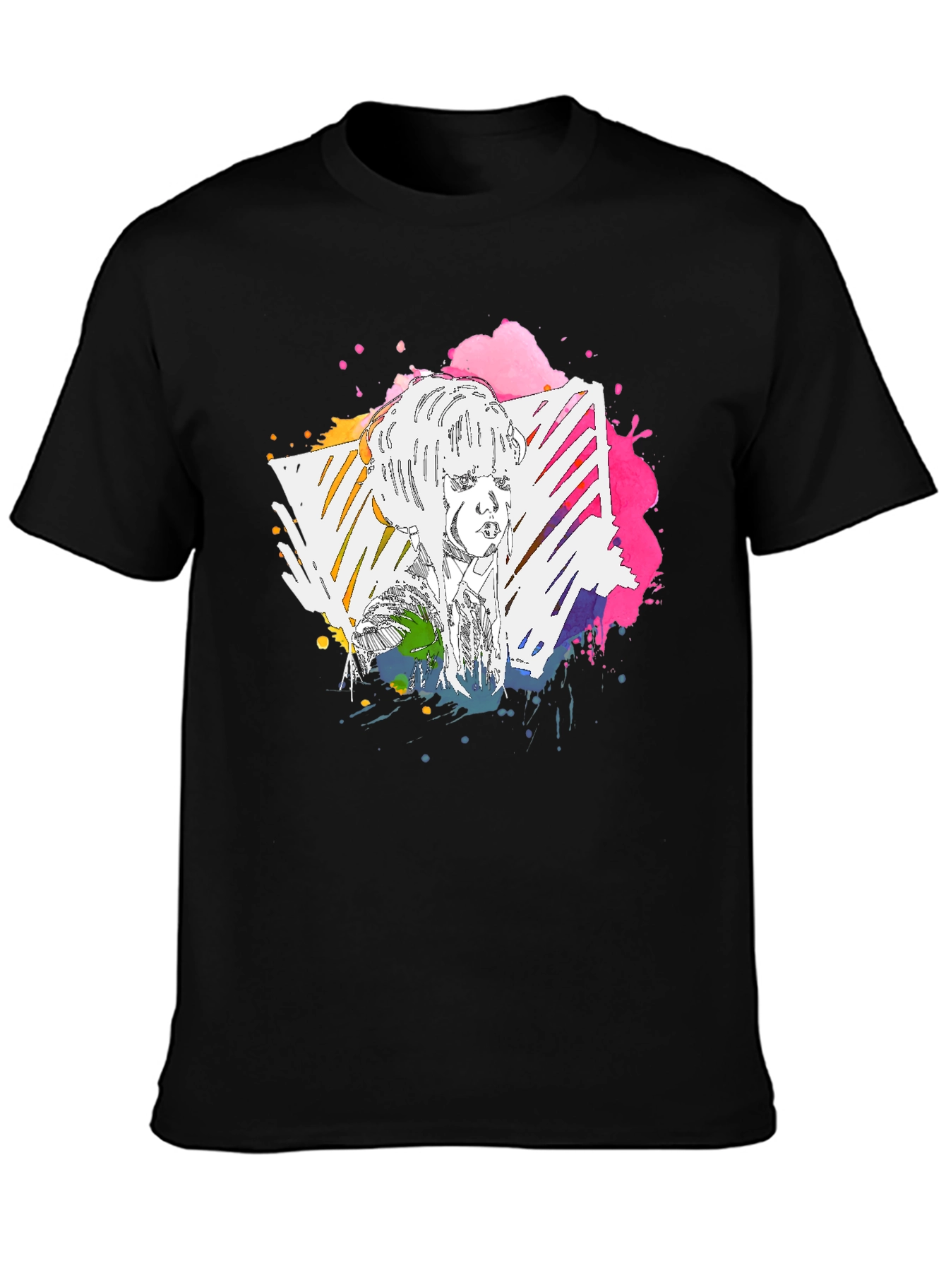 Abstract Portrait Graphic Tee - Mens Black T-Shirt