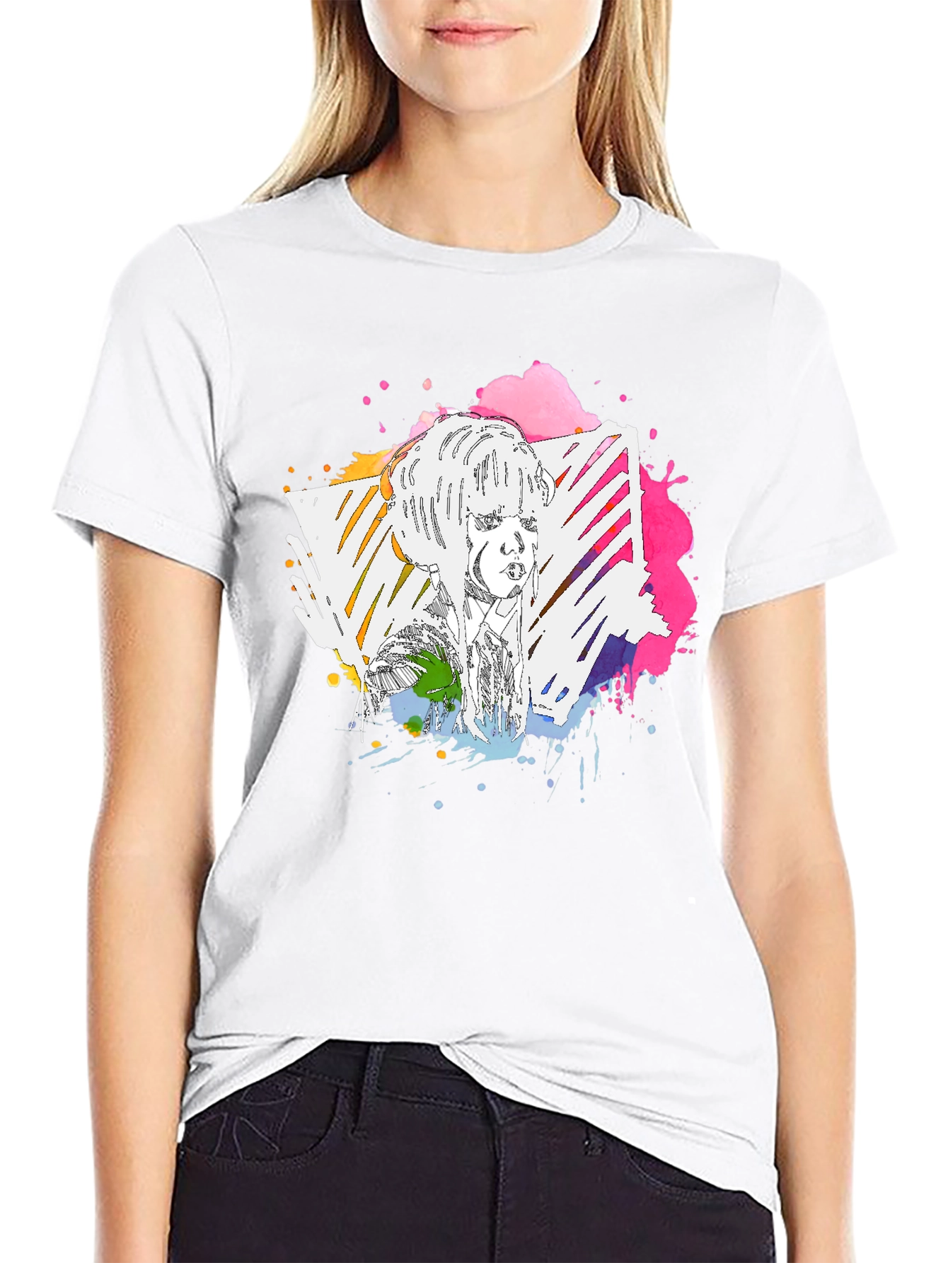 Abstract Portrait Graphic Tee - Mens Black T-Shirt