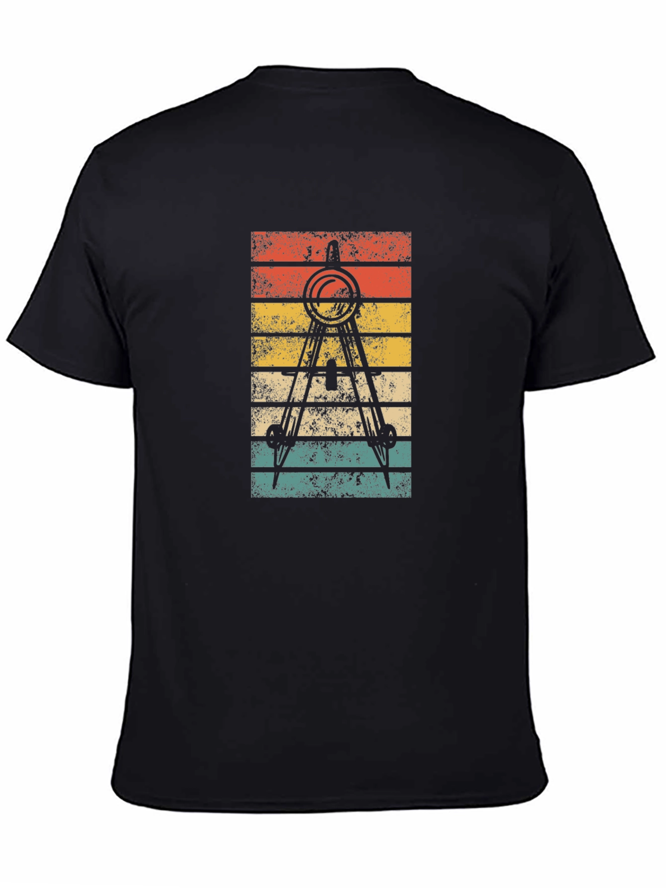 Retro Architect Compass T-Shirt - Black Cotton Tee