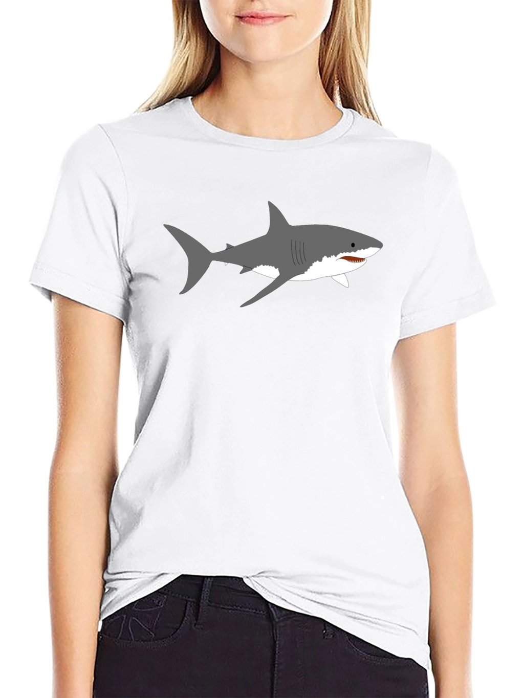 Shark Graphic T-Shirt - Mens Black Crew Neck Tee