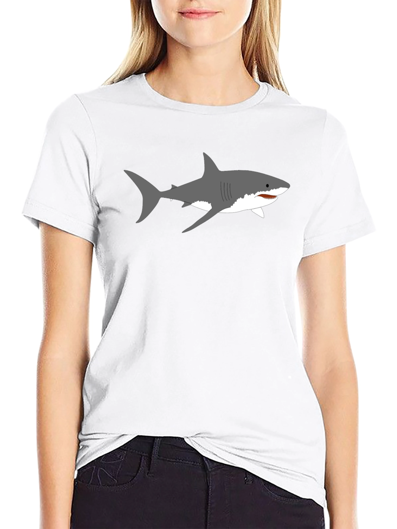 Shark Graphic T-Shirt - Mens Black Crew Neck Tee