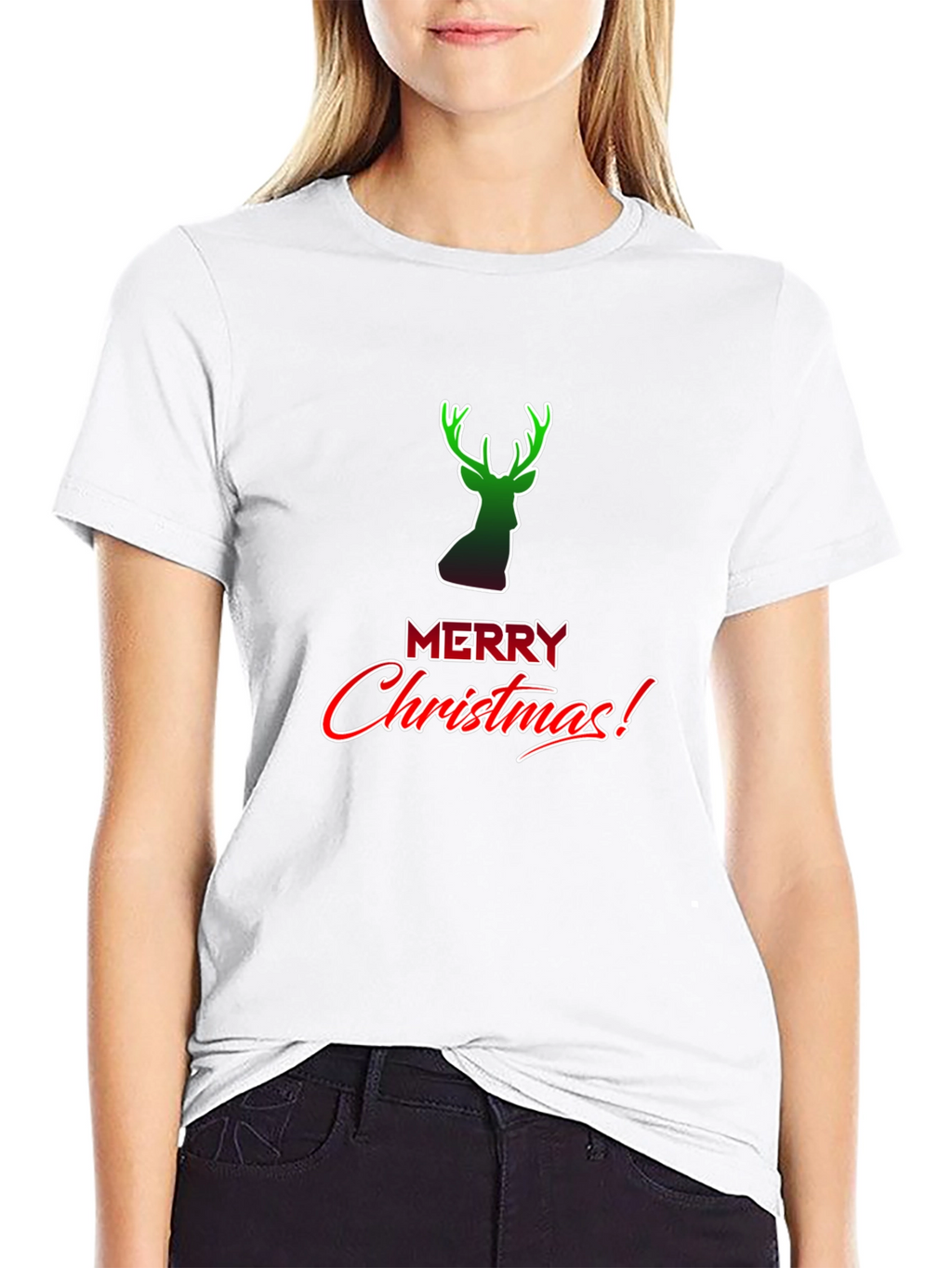 Merry Christmas Reindeer Graphic Tee Shirt