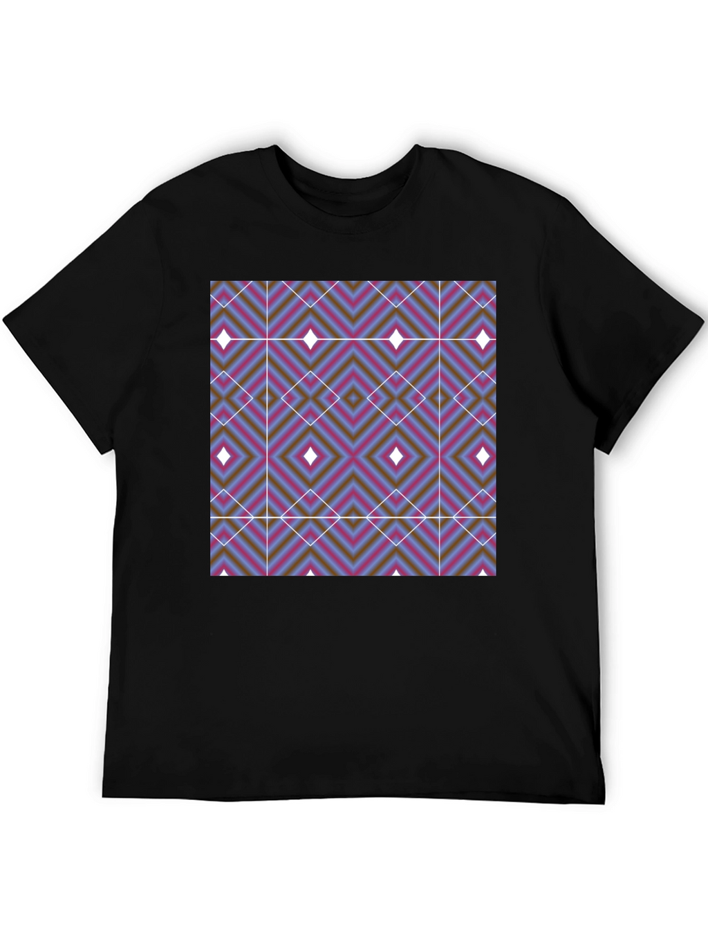 Geometric Diamond Print T-Shirt - Black
