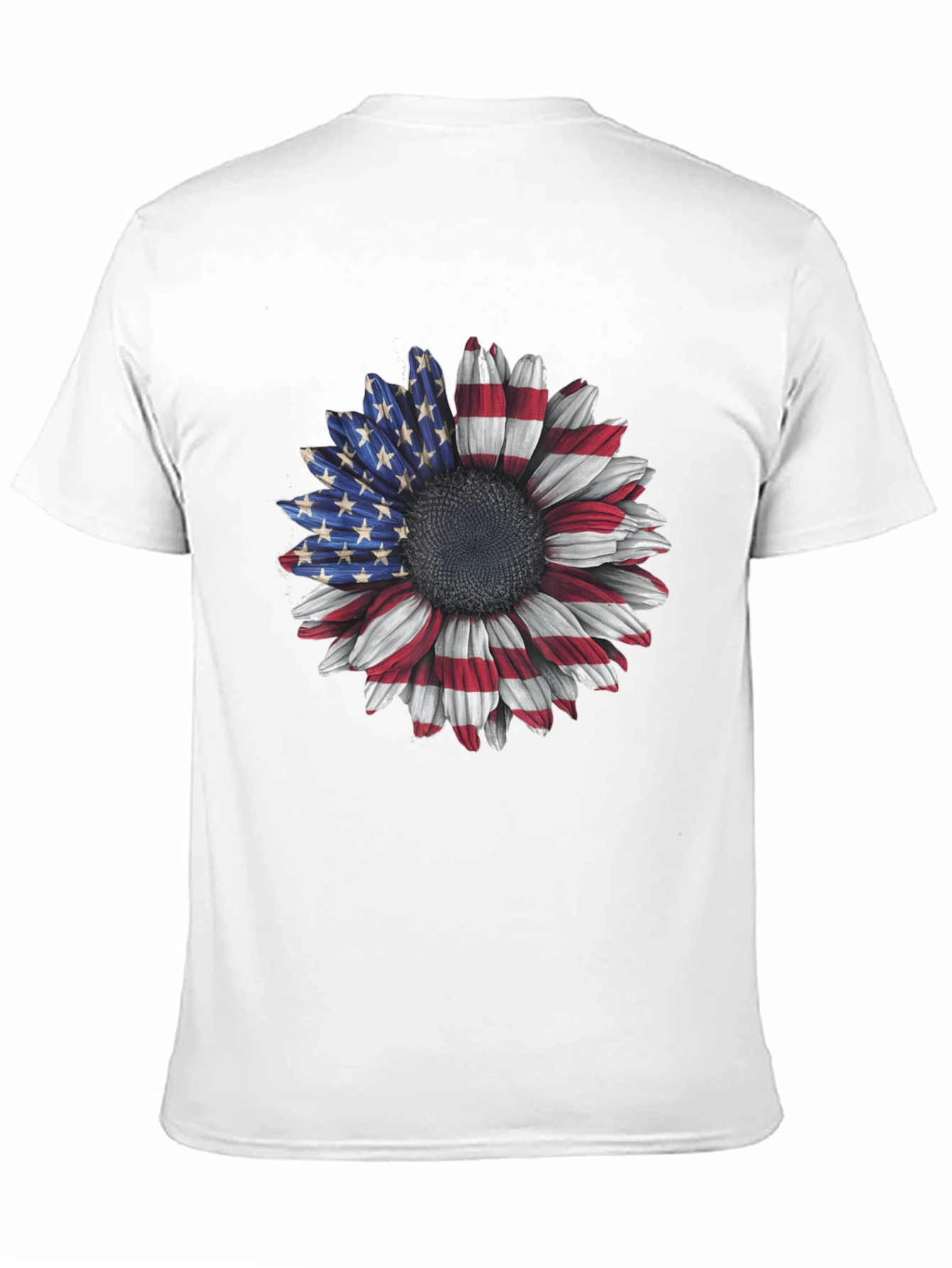 American Flag Sunflower Graphic Tee - Patriotic Style