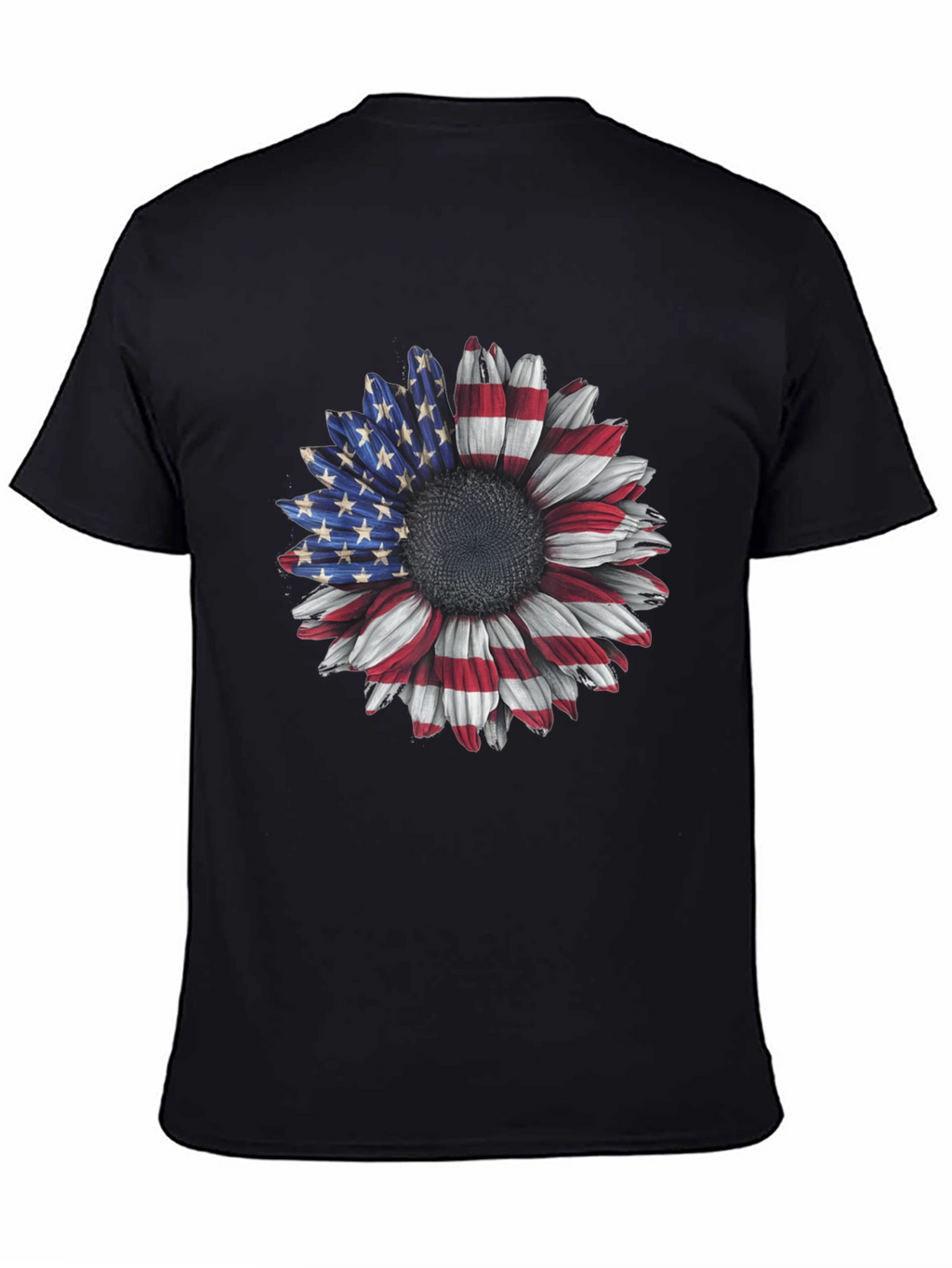 American Flag Sunflower Graphic Tee - Patriotic Style
