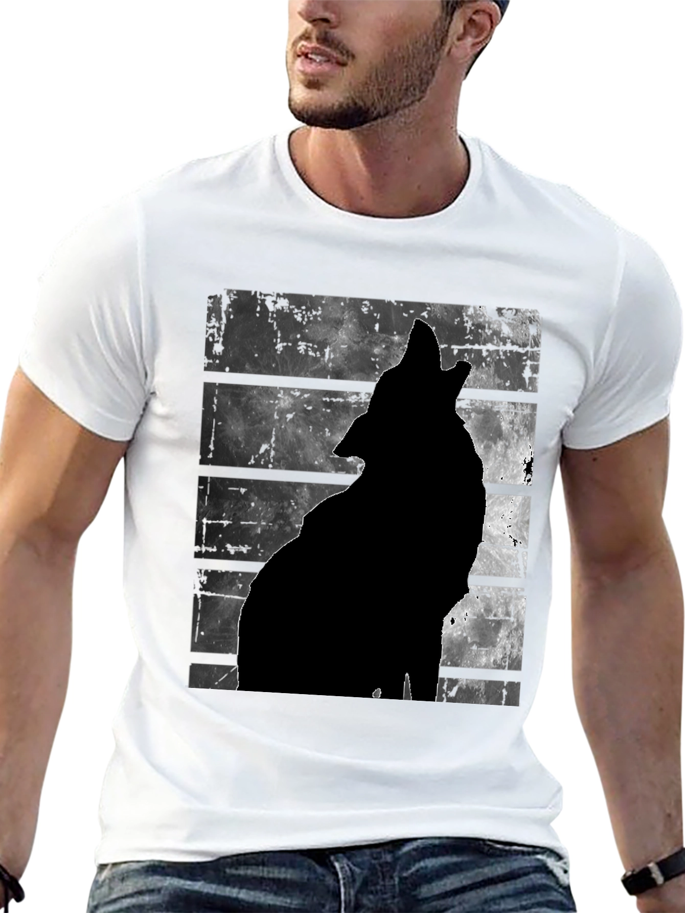 Wolf Silhouette Graphic Print T-Shirt